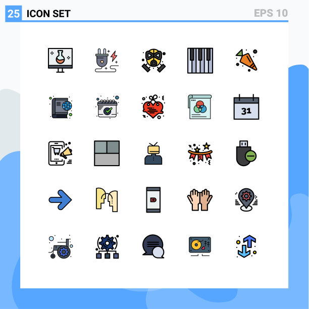 组25现代填充线平面颜色集图片下载