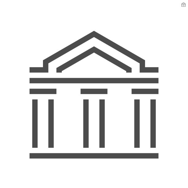 白色背景上的剧院建筑图标设计图片下载