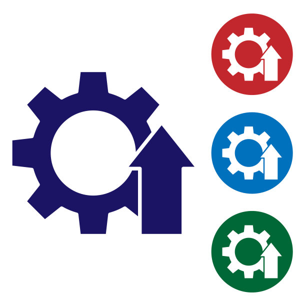 蓝色箭头增长齿轮业务图标孤立上图片下载