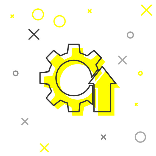 灰色线箭头增长齿轮业务图标孤立图片下载