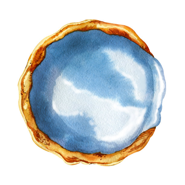 带釉的手工陶瓷。陶瓷板。水彩插图孤立的白色背景。自然材料的概念，烹饪，爱好图片下载