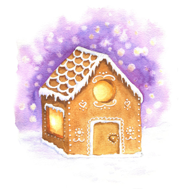 姜饼水彩手绘插画，可用于圣诞喜庆设计。图片下载