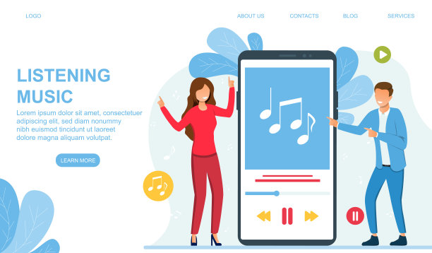 音乐流媒体服务概念图片下载