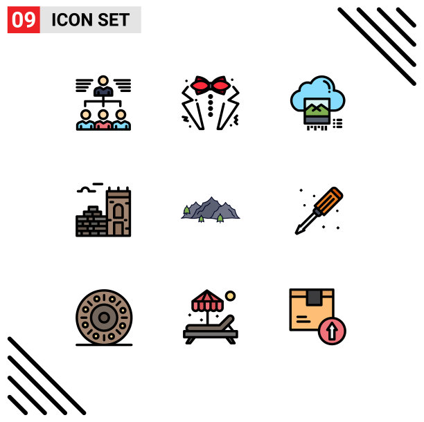 9主题填充线平色和可编辑图片下载