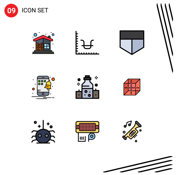 象形图设置9个简单的填充线平色图片下载