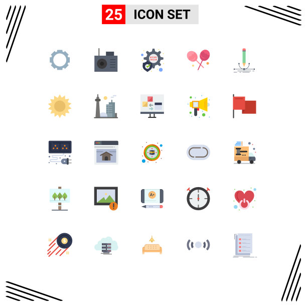 象形文字设置了25种简单的自然平色图片下载