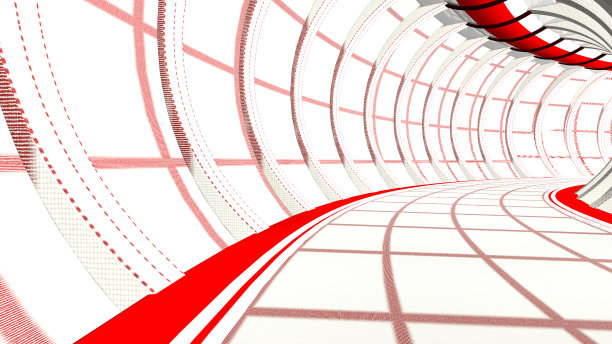 沿着明亮的未来主义走廊开车。三维渲染图片下载