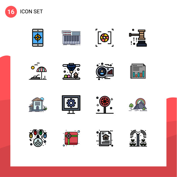 16平面颜色填充线概念的网站图片下载