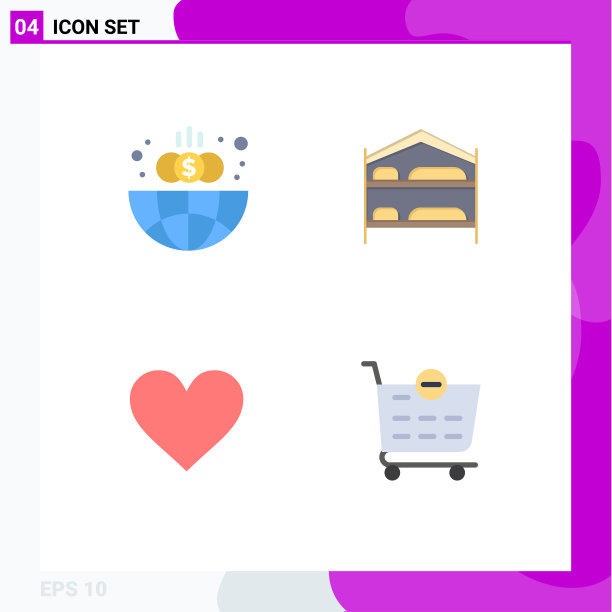 4组平面图标符号和符号图片下载