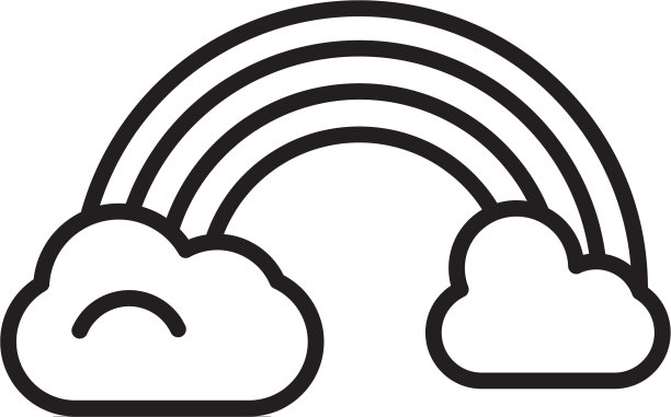 黑线彩虹与云图标隔离图片下载