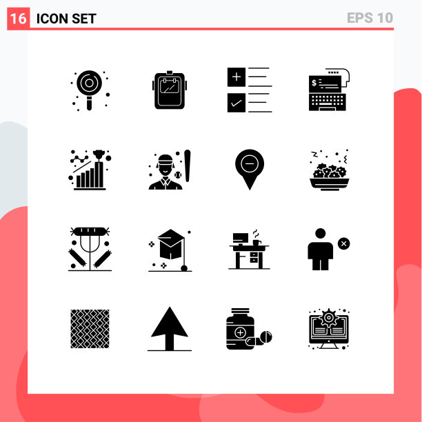 16固体字形概念的网站移动和图片下载