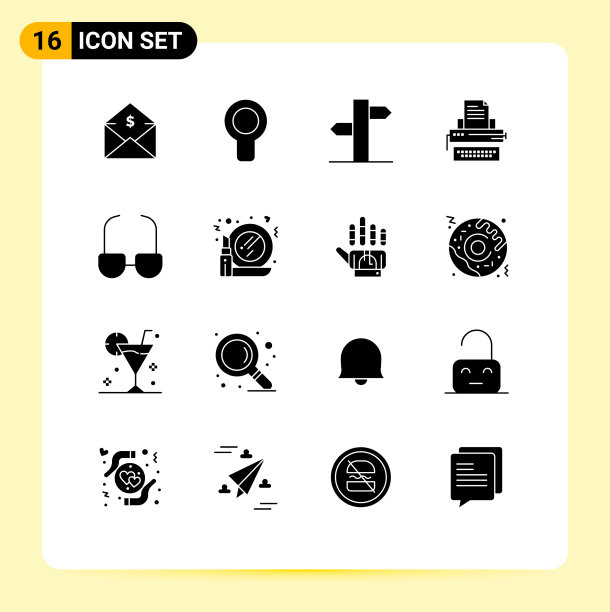 将16个实字形、符号和符号分组图片下载