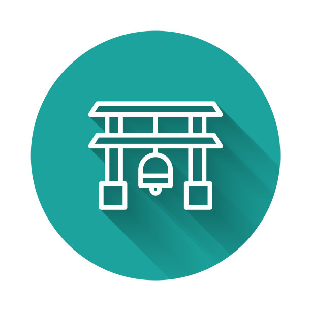 白色线日本门图标孤立与长图片下载