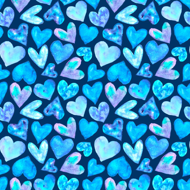 无缝图案与水彩心。手绘浪漫爱情背景纹理。用于贺卡，包装纸，婚礼，生日，织物，纺织品，情人节，母亲节，复活节图片下载