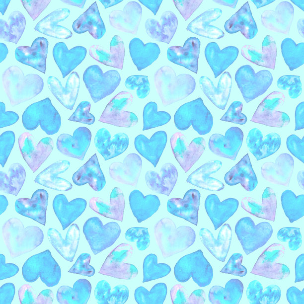 无缝图案与水彩心。手绘浪漫爱情背景纹理。用于贺卡，包装纸，婚礼，生日，织物，纺织品，情人节，母亲节，复活节图片下载