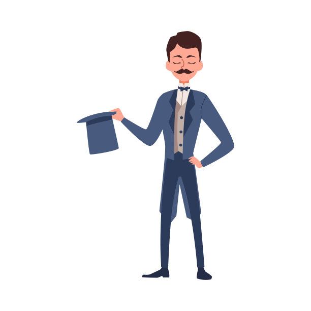 维多利亚绅士欢迎，平面卡通矢量插图孤立图片下载