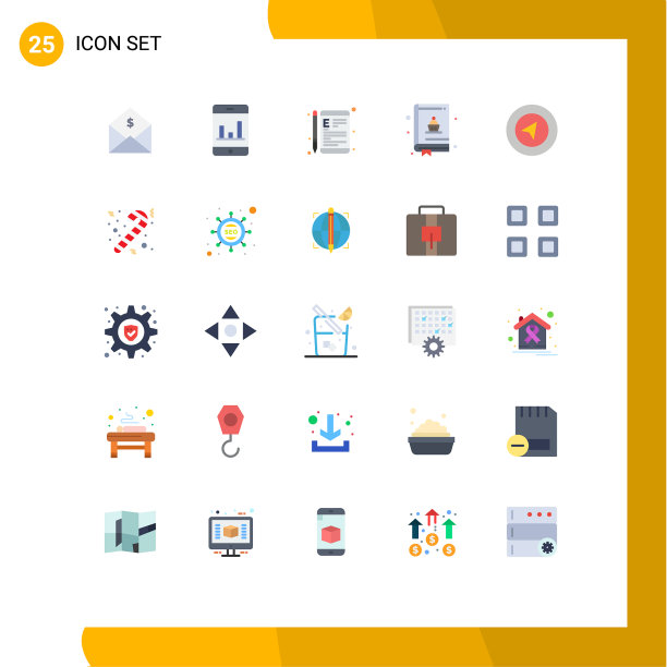 移动界面平色设25个象形图图片下载