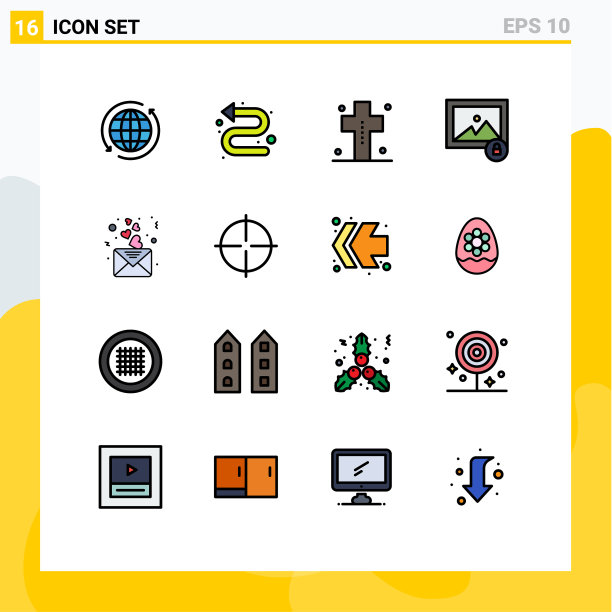 包16条创意平色填充线条图片下载