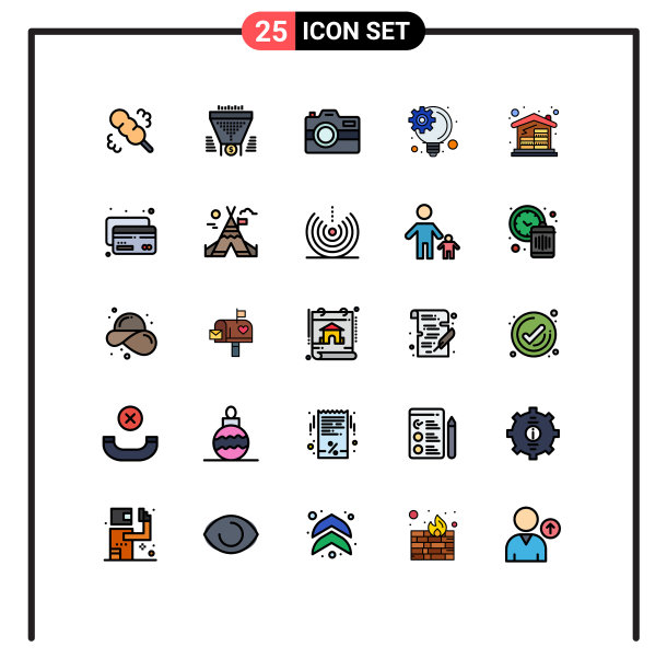 为卷筒纸设置25种通用填充线平面颜色图片下载