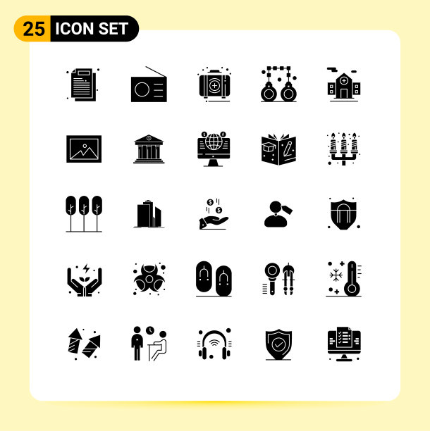 分组25个固体符号符号和符号图片下载