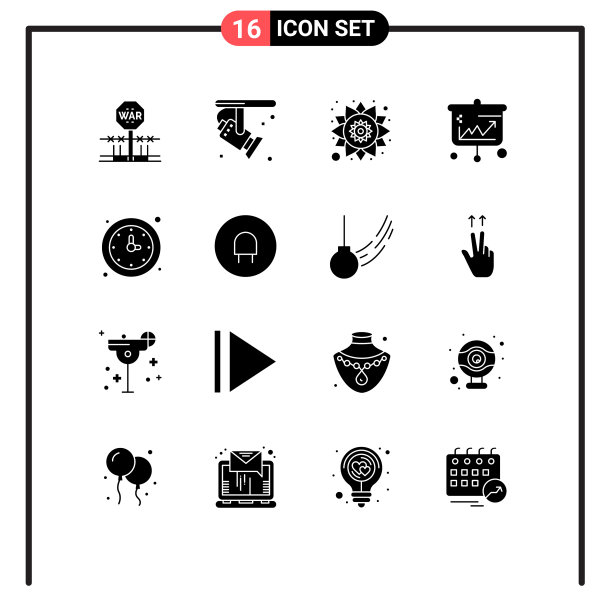 16固体字形概念的网站移动和图片下载