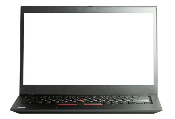 笔记本电脑与空白屏幕隔离在白色背景图片下载