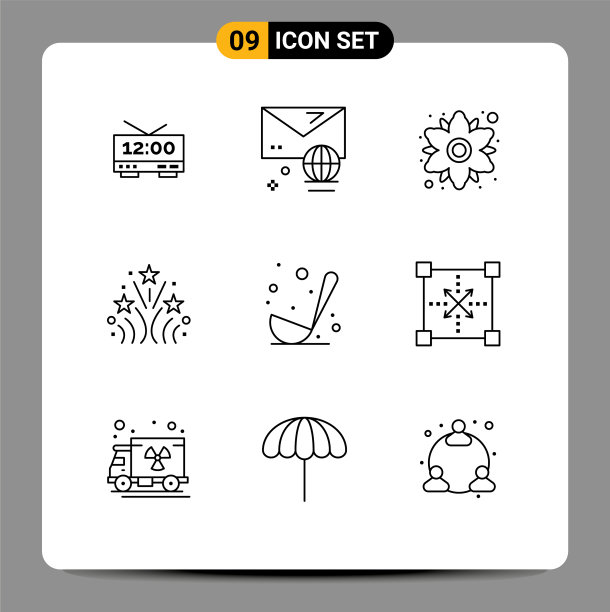 象形图设定9个简单的食物轮廓图片下载