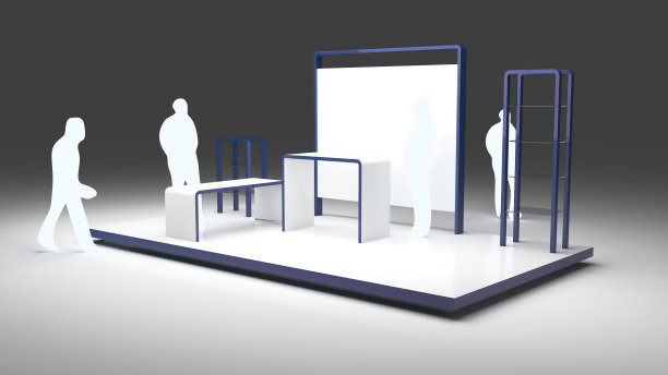 空的展位，人物轮廓，复制空间插图，原创设计3d渲染图片下载