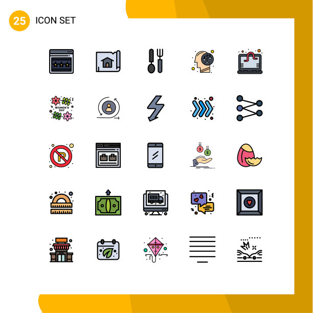 在网格上设置25个填充线平面颜色图片下载