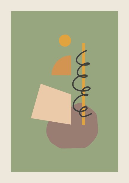 秋天抽象矢量画。中世纪现代波西米亚风格的创作图片下载