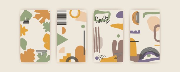 秋天抽象矢量画。中世纪现代波西米亚风格的创作图片下载