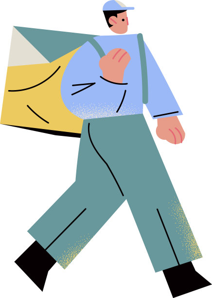 年轻人快递员用大盒子送食物图片下载