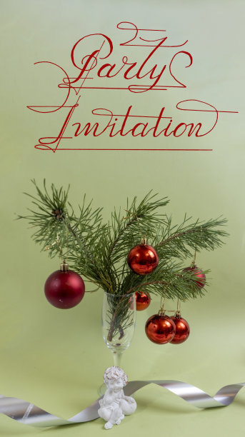 圣诞快乐，恭贺新禧。卡片，横幅，平铺，新年聚会的邀请函图片下载