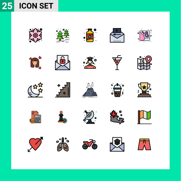 25个创意图标的现代符号和符号图片下载