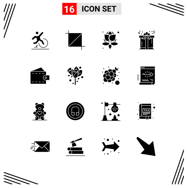 通用图标符号组16个现代立体图片下载