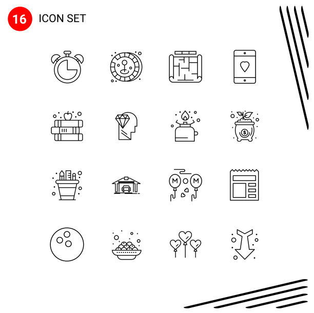 现代集16个轮廓和符号等图片下载