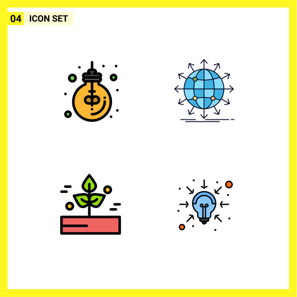 4主题填充线平面颜色和可编辑图片下载