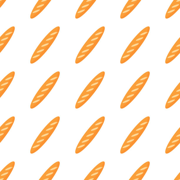 矢量无缝模式与软新鲜面包或法棍孤立在白色背景图片下载