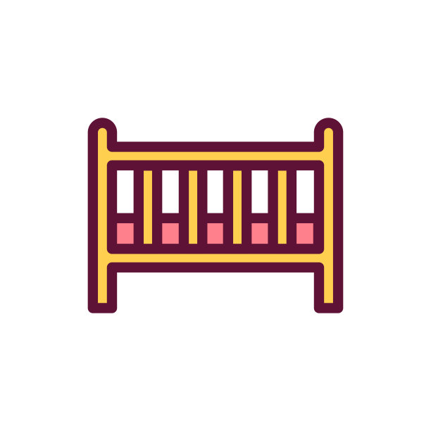 婴儿床颜色线图标。孤立的向量元素。图片下载