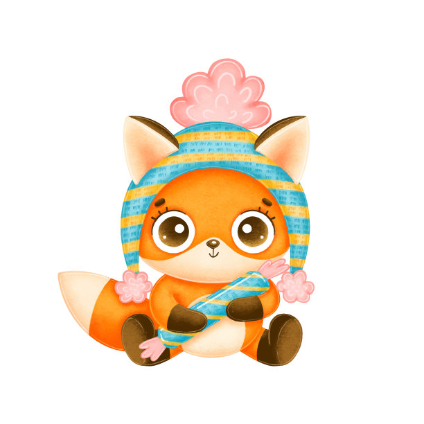 插图可爱的卡通圣诞狐狸图片下载