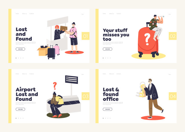 失物招领服务网站或网上办事处的一套登陆页图片下载