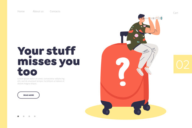 航空公司遗失行李找回服务主页为网站模板。着陆页面设计图片下载