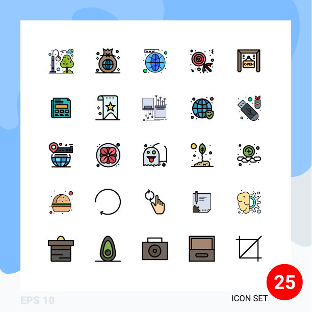 为卷筒纸设置25种通用填充线平面颜色图片下载