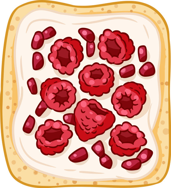 涂着糖霜和树莓的三明治图片下载