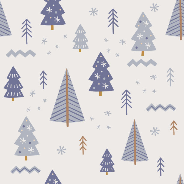 北欧风格的森林无缝图案。林地的背景。手绘涂鸦矢量插图图片下载