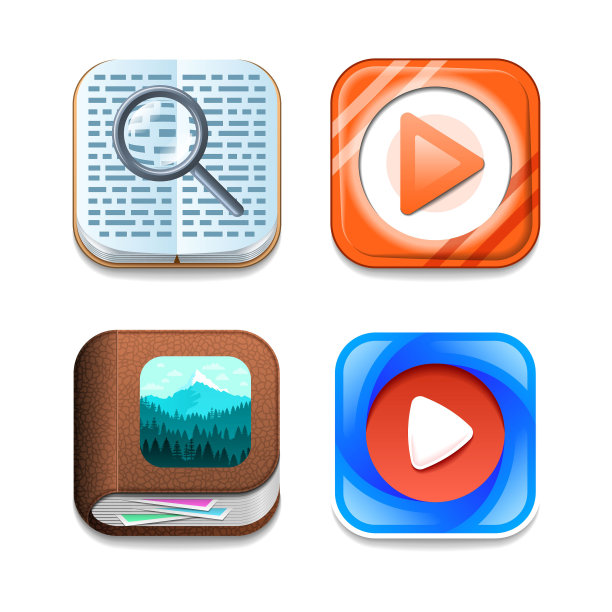 设置抽象收集图标符号标志播放音乐搜索放大镜画廊照片阴影标志类型向量设计风格图片下载