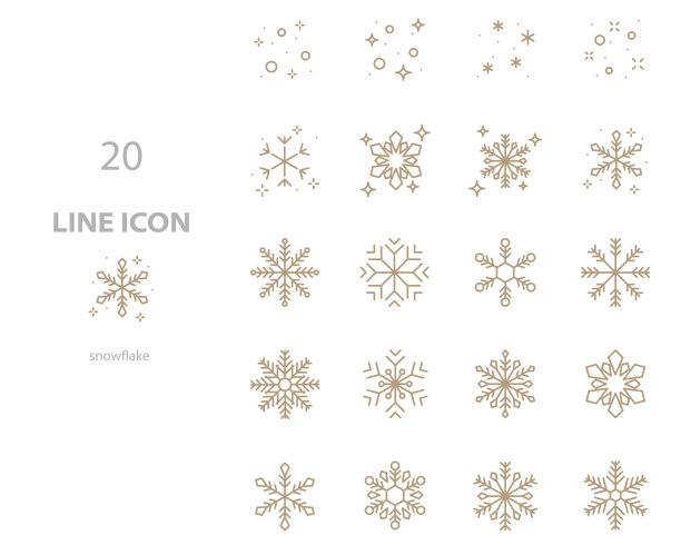 雪花细线图标，冬季，圣诞事件图片下载