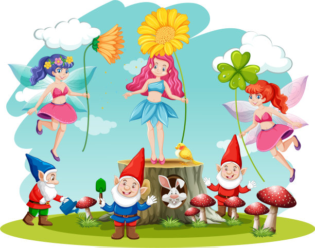 设定童话和侏儒幻想卡通图片下载