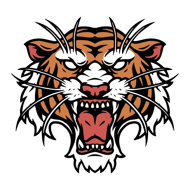 彩色纹身概念愤怒的老虎头图片下载