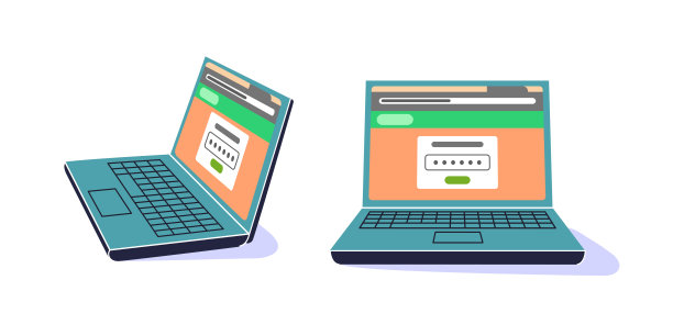 笔记本视图与密码框界面。图片下载